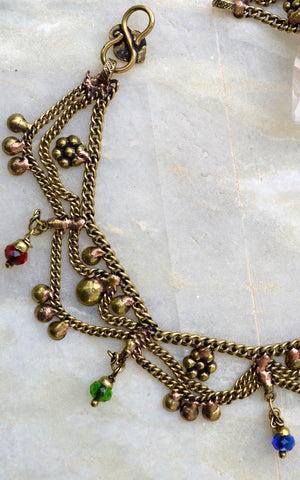 Gypsy Brass and bead Anklets