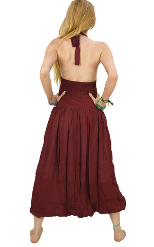 Balloon Dress, long Maxi Halterneck dress with Karma pockets