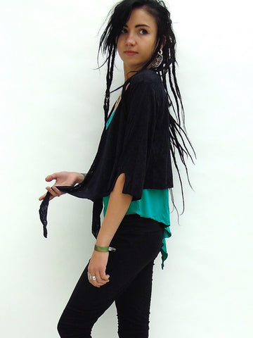 Sheer tie-up cropped Shrug