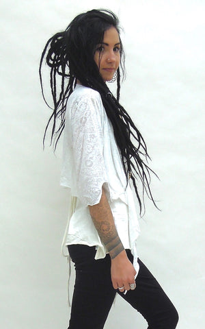 Sheer tie-up cropped Shrug