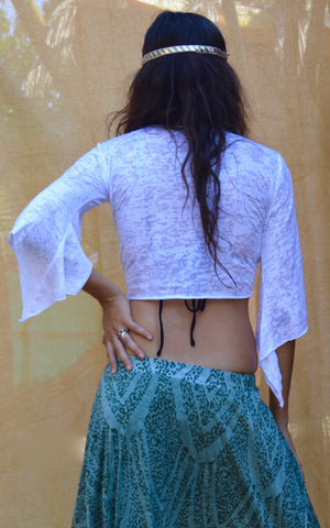 Sheer tie-up cropped Shrug