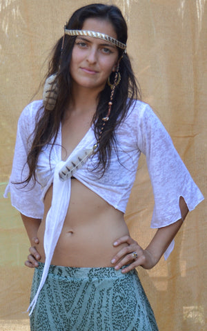 Sheer tie-up cropped Shrug