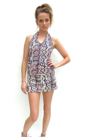 Lycra Patterned Short Dress