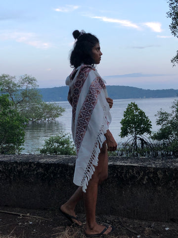 Embroidered Shawl Blanket Scarf white