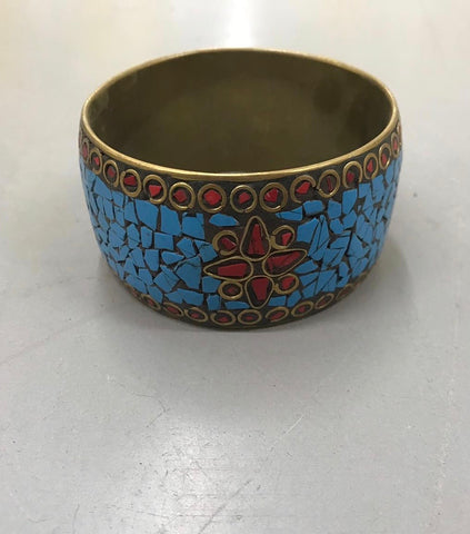 Brass inlaid stone bangles (large)