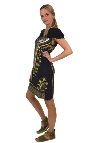 Sleeveless Afro Print Hooded dress