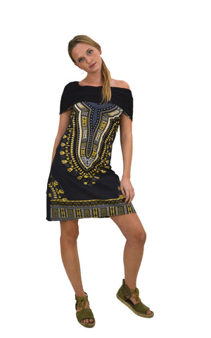 Sleeveless Afro Print Hooded dress